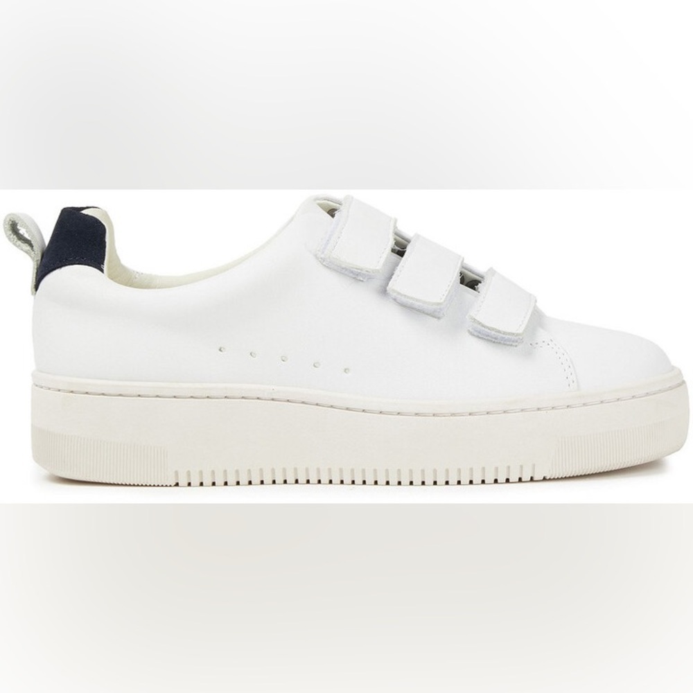 Sandro Leather Sneakers Trainers Shoes Platform Straps Suede Athletic Minimalist